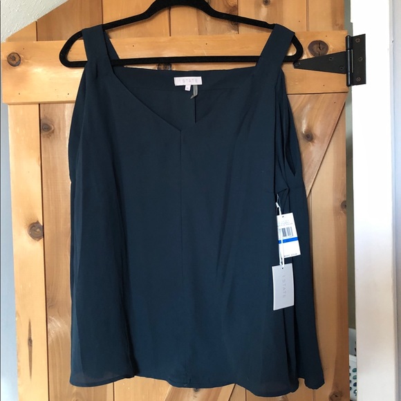 1. State Tops - 1. State XL dark green cold shoulder blouse